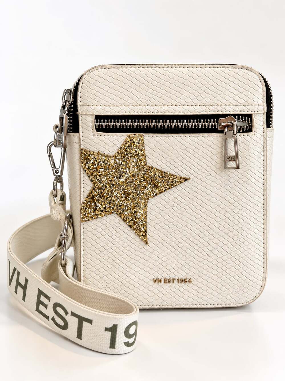 Vintage Havana Rocker Snake White Gold Star Crossbody Bag